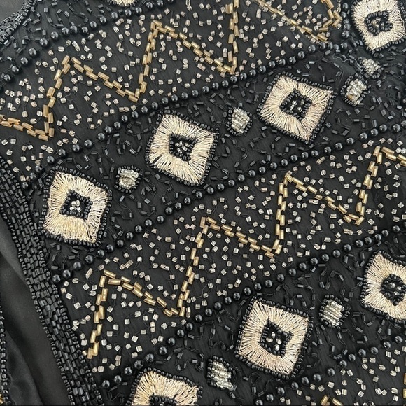 VINTAGE Papell Boutique Beaded Geometric Evening Jacket 1980’s - Picture 2 of 6